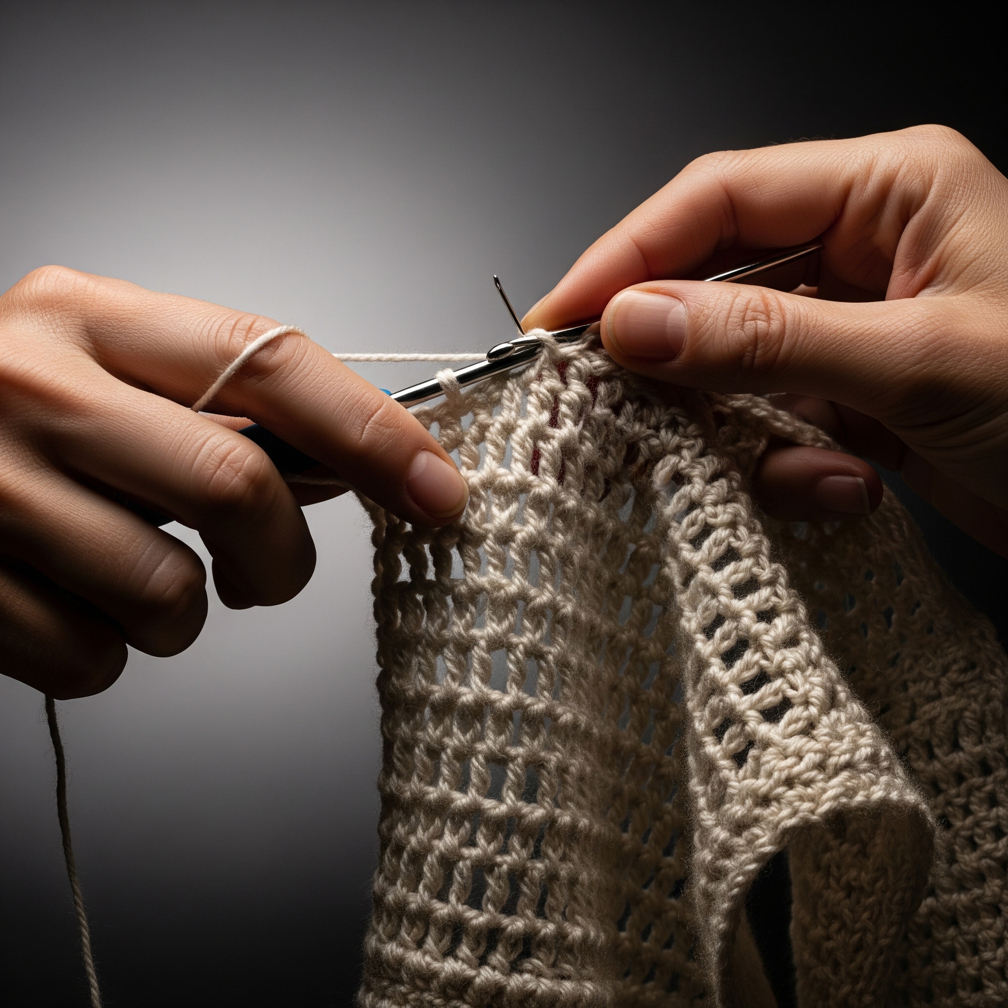 Hand-crocheting close-up